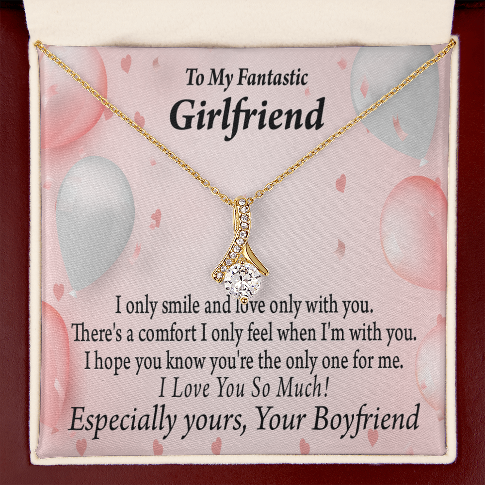 To My Girlfriend Girlfriend The Only One For Me Alluring Ribbon Necklace Message Card-Express Your Love Gifts
