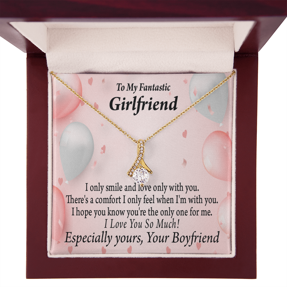 To My Girlfriend Girlfriend The Only One For Me Alluring Ribbon Necklace Message Card-Express Your Love Gifts