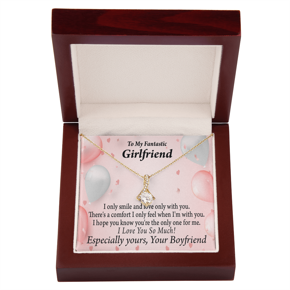 To My Girlfriend Girlfriend The Only One For Me Alluring Ribbon Necklace Message Card-Express Your Love Gifts