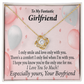 To My Girlfriend Girlfriend The Only One For Me Infinity Knot Necklace Message Card-Express Your Love Gifts
