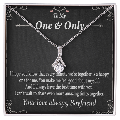To My Girlfriend Girlfriend To More Amazing Times Together Alluring Ribbon Necklace Message Card-Express Your Love Gifts
