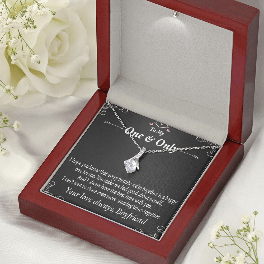 To My Girlfriend Girlfriend To More Amazing Times Together Alluring Ribbon Necklace Message Card-Express Your Love Gifts