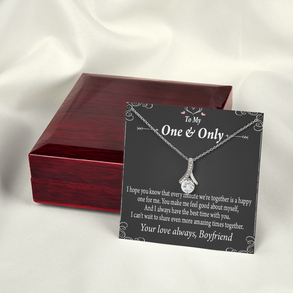 To My Girlfriend Girlfriend To More Amazing Times Together Alluring Ribbon Necklace Message Card-Express Your Love Gifts