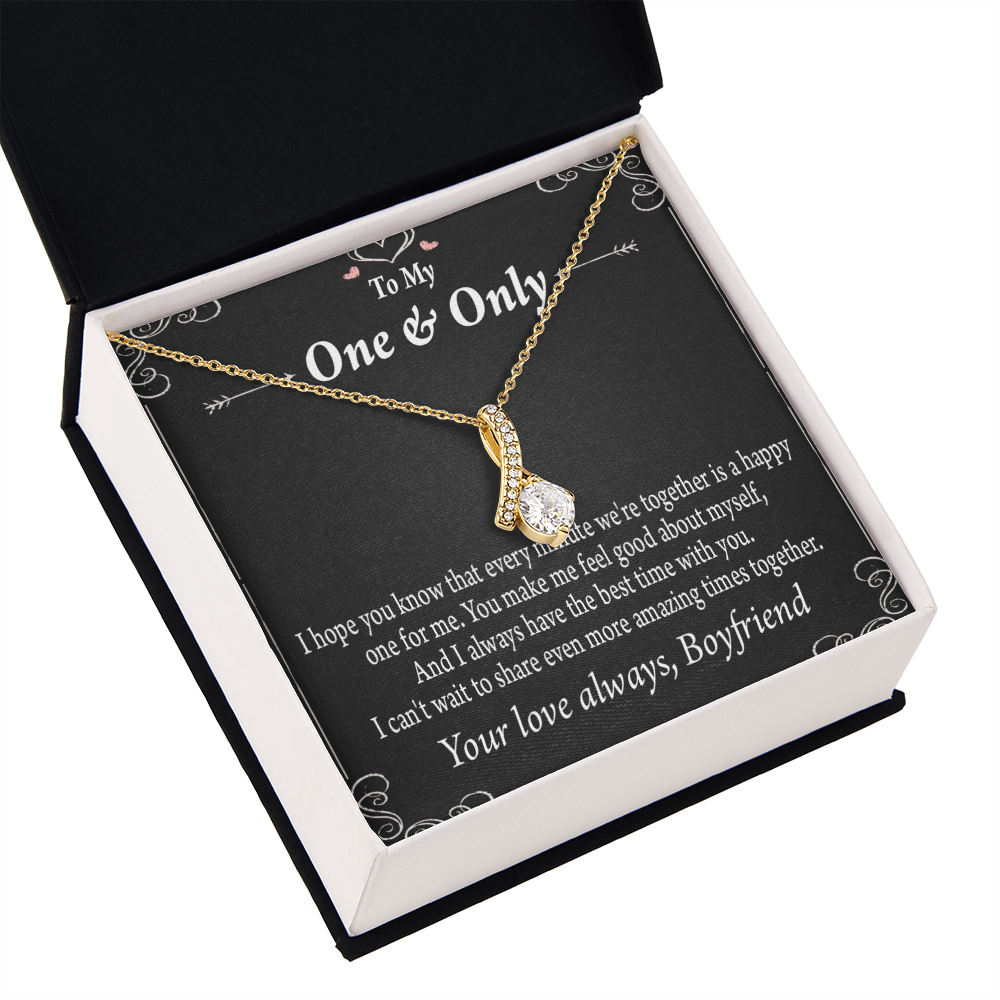 To My Girlfriend Girlfriend To More Amazing Times Together Alluring Ribbon Necklace Message Card-Express Your Love Gifts