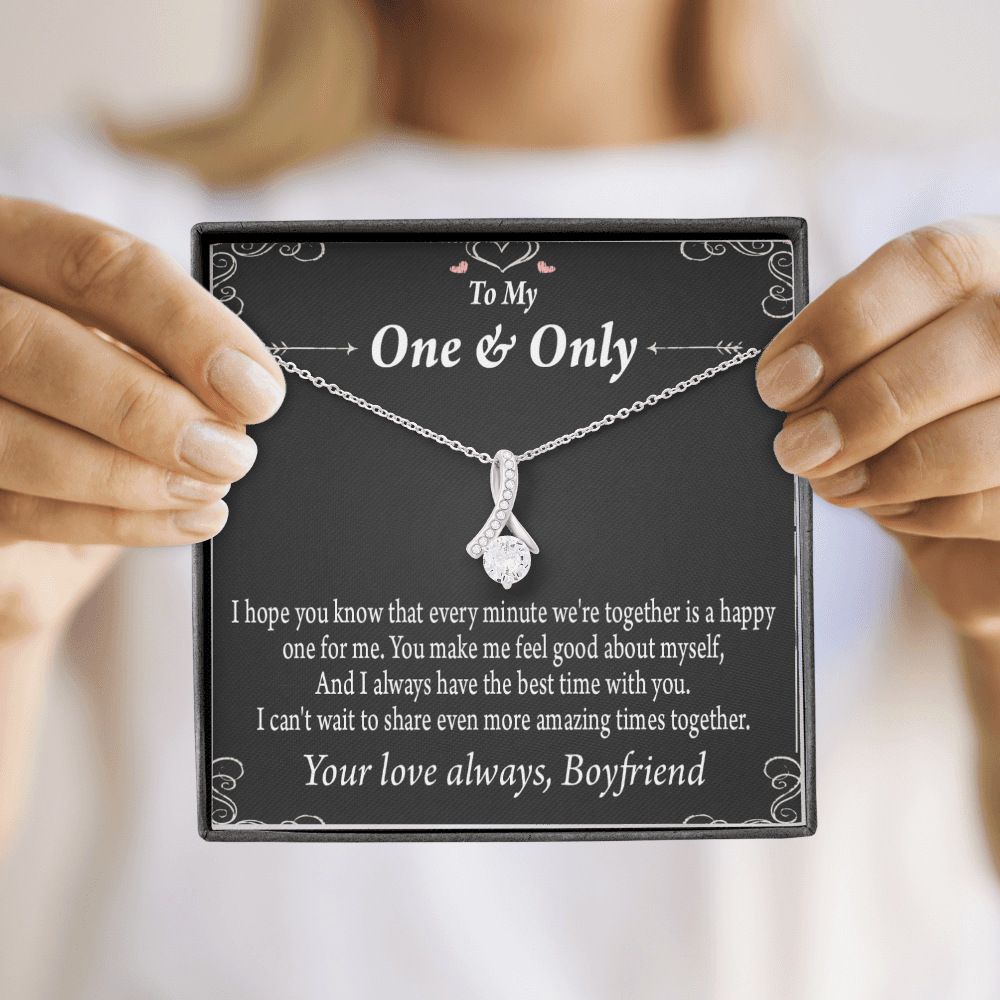 To My Girlfriend Girlfriend To More Amazing Times Together Alluring Ribbon Necklace Message Card-Express Your Love Gifts