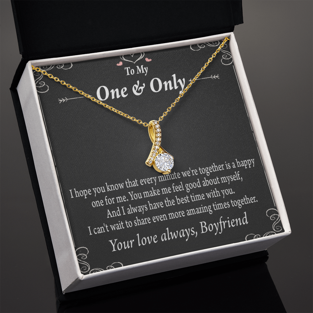 To My Girlfriend Girlfriend To More Amazing Times Together Alluring Ribbon Necklace Message Card-Express Your Love Gifts