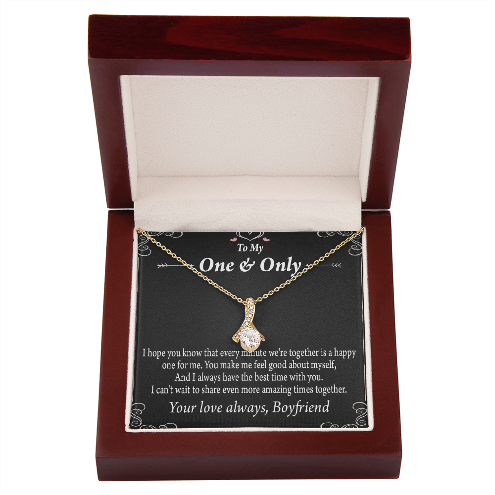 To My Girlfriend Girlfriend To More Amazing Times Together Alluring Ribbon Necklace Message Card-Express Your Love Gifts