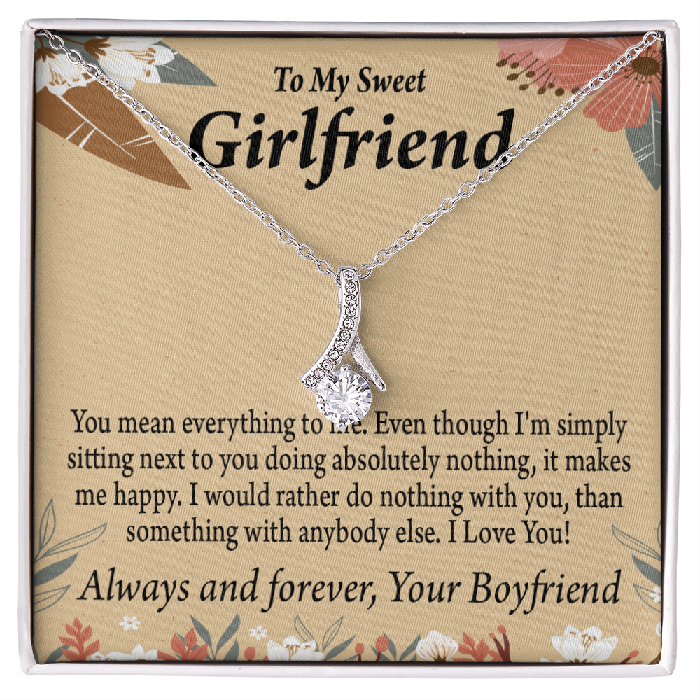 To My Girlfriend Girlfriend You Mean Everything To Me Alluring Ribbon Necklace Message Card-Express Your Love Gifts