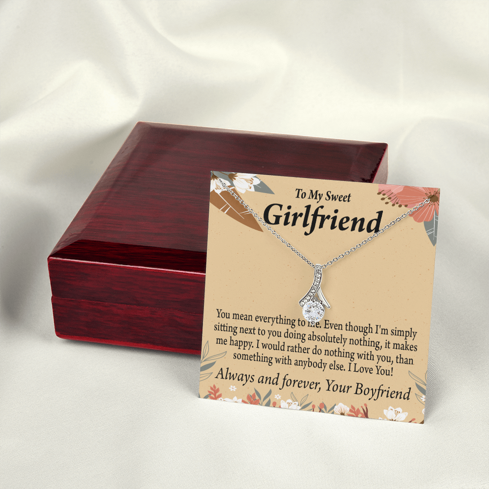 To My Girlfriend Girlfriend You Mean Everything To Me Alluring Ribbon Necklace Message Card-Express Your Love Gifts