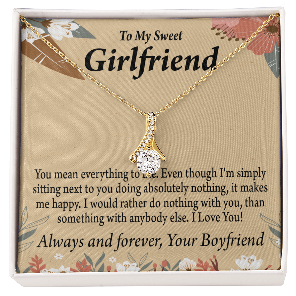 To My Girlfriend Girlfriend You Mean Everything To Me Alluring Ribbon Necklace Message Card-Express Your Love Gifts