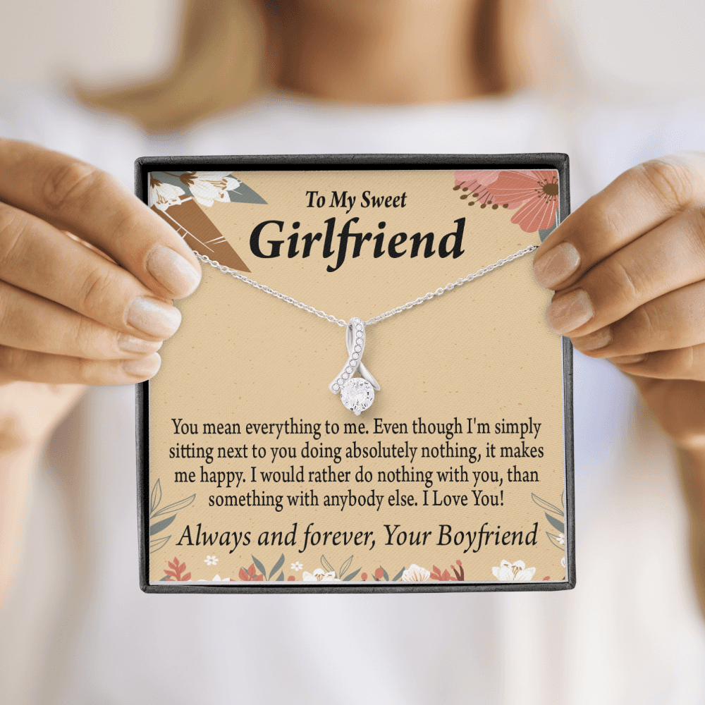 To My Girlfriend Girlfriend You Mean Everything To Me Alluring Ribbon Necklace Message Card-Express Your Love Gifts
