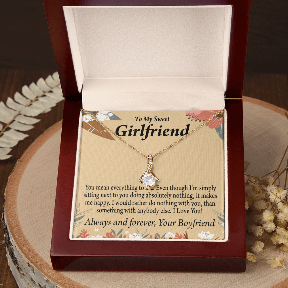 To My Girlfriend Girlfriend You Mean Everything To Me Alluring Ribbon Necklace Message Card-Express Your Love Gifts