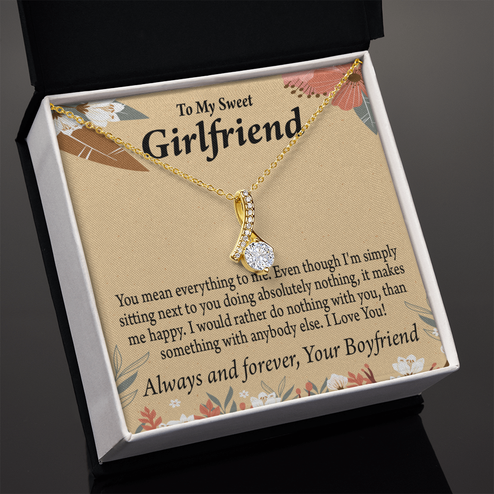 To My Girlfriend Girlfriend You Mean Everything To Me Alluring Ribbon Necklace Message Card-Express Your Love Gifts
