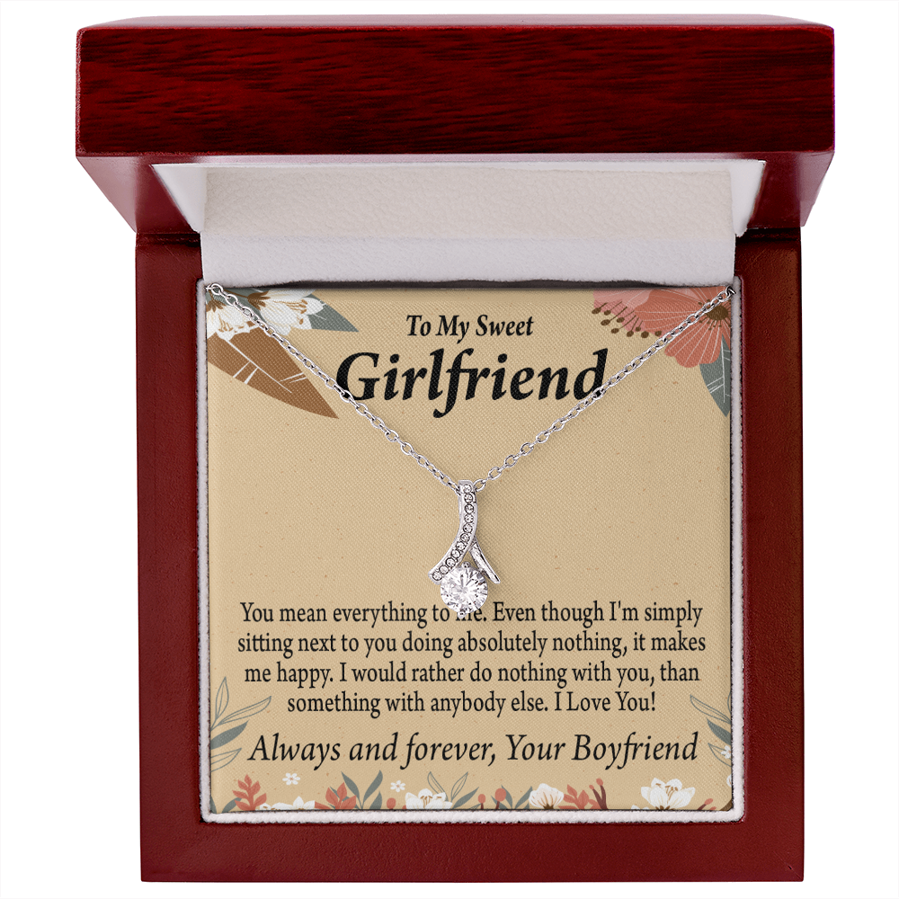 To My Girlfriend Girlfriend You Mean Everything To Me Alluring Ribbon Necklace Message Card-Express Your Love Gifts