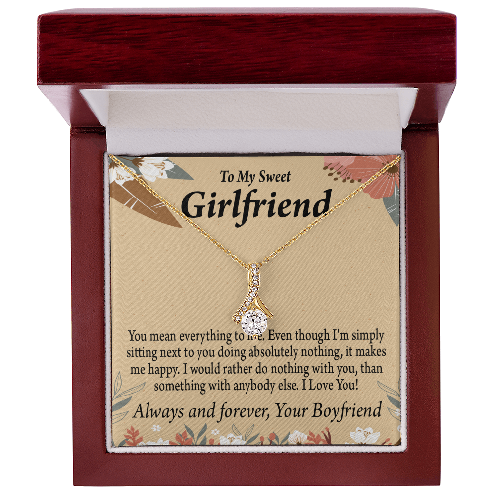 To My Girlfriend Girlfriend You Mean Everything To Me Alluring Ribbon Necklace Message Card-Express Your Love Gifts