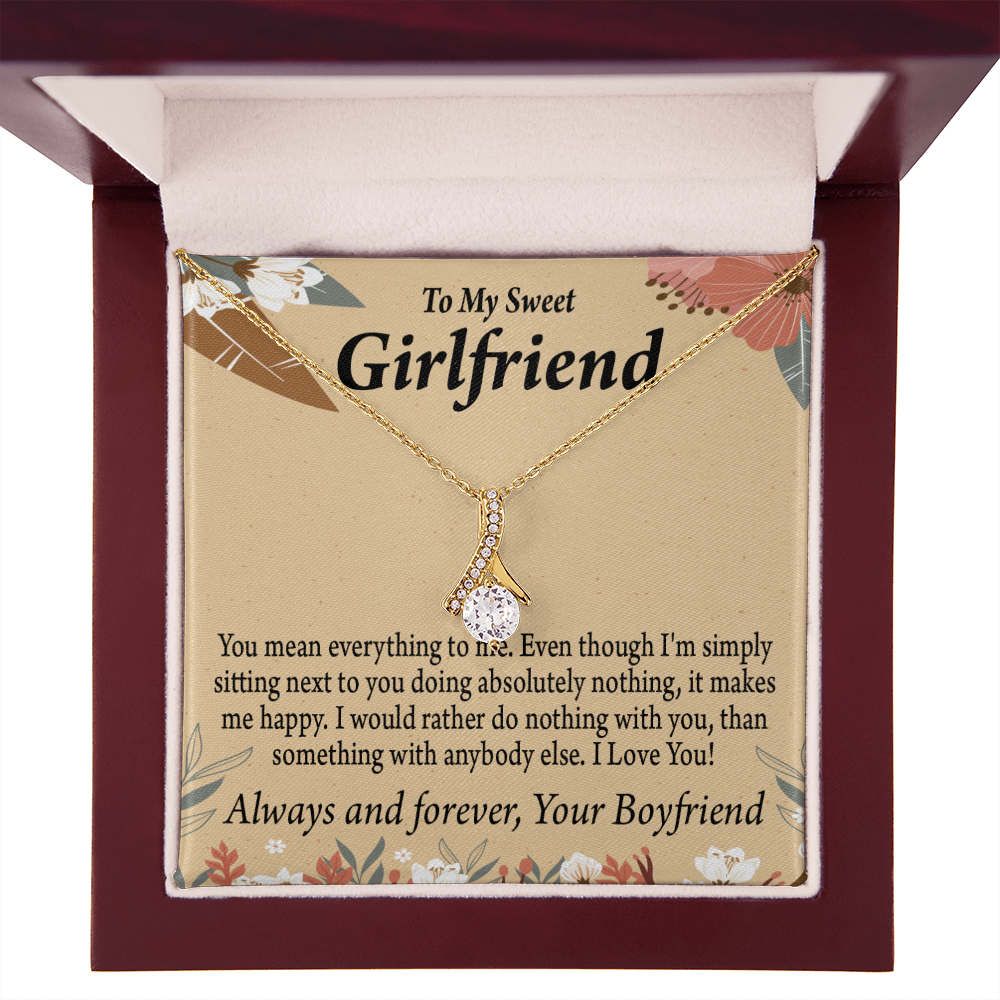 To My Girlfriend Girlfriend You Mean Everything To Me Alluring Ribbon Necklace Message Card-Express Your Love Gifts