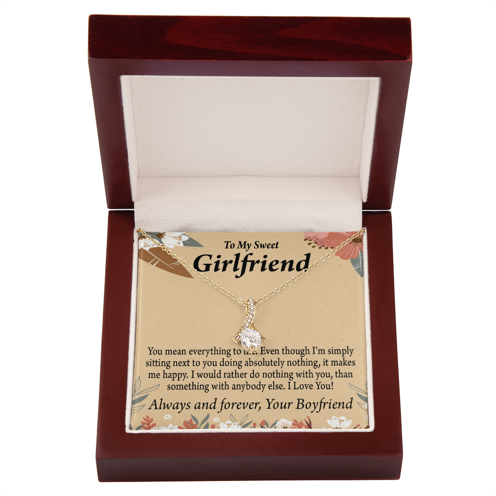 To My Girlfriend Girlfriend You Mean Everything To Me Alluring Ribbon Necklace Message Card-Express Your Love Gifts