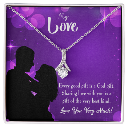 To My Girlfriend Good Gift Alluring Ribbon Necklace Message Card-Express Your Love Gifts