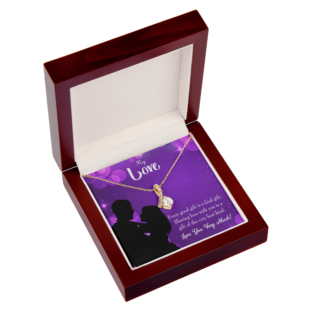 To My Girlfriend Good Gift Alluring Ribbon Necklace Message Card-Express Your Love Gifts