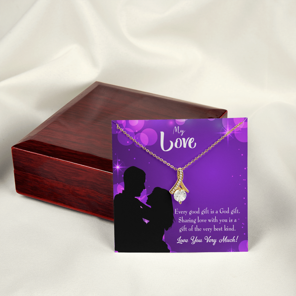 To My Girlfriend Good Gift Alluring Ribbon Necklace Message Card-Express Your Love Gifts
