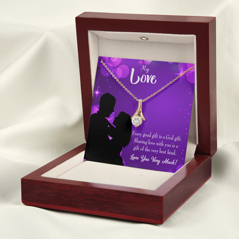 To My Girlfriend Good Gift Alluring Ribbon Necklace Message Card-Express Your Love Gifts
