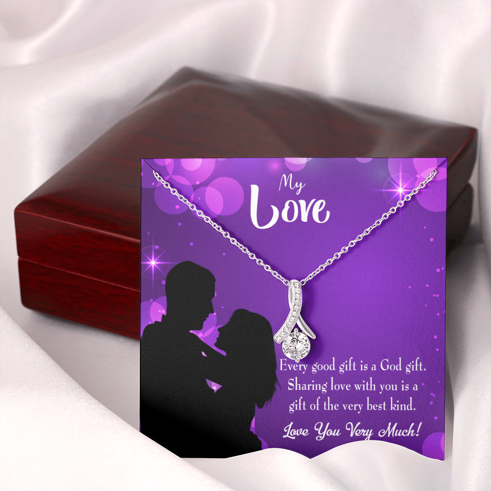 To My Girlfriend Good Gift Alluring Ribbon Necklace Message Card-Express Your Love Gifts