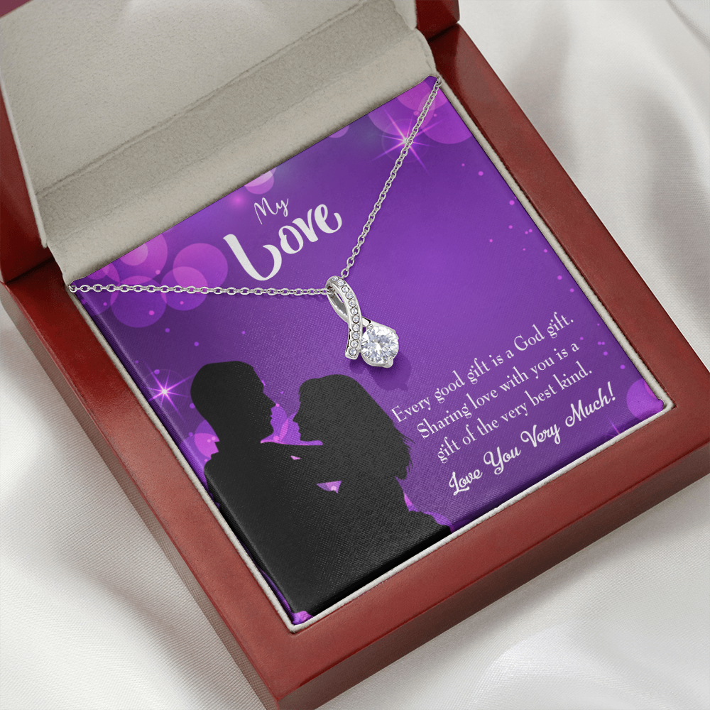 To My Girlfriend Good Gift Alluring Ribbon Necklace Message Card-Express Your Love Gifts