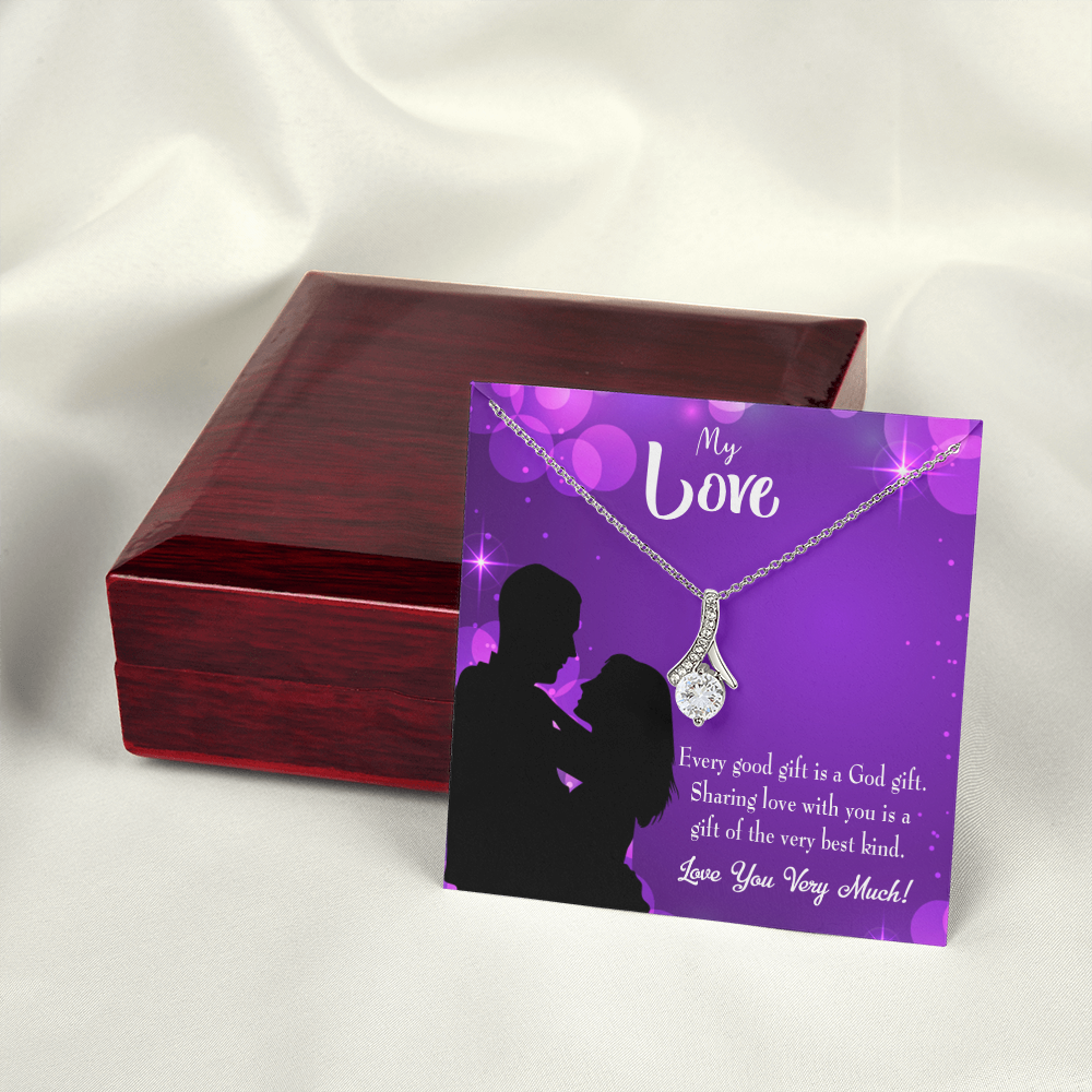 To My Girlfriend Good Gift Alluring Ribbon Necklace Message Card-Express Your Love Gifts