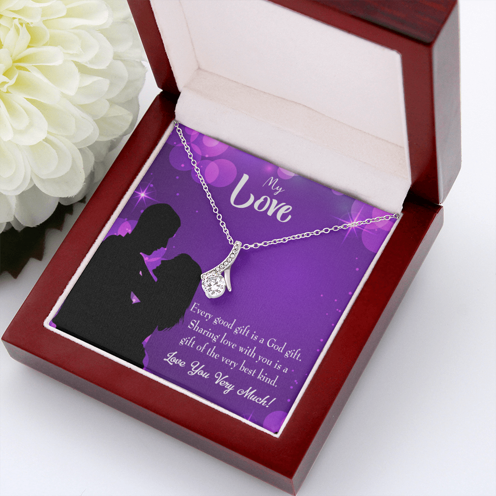 To My Girlfriend Good Gift Alluring Ribbon Necklace Message Card-Express Your Love Gifts