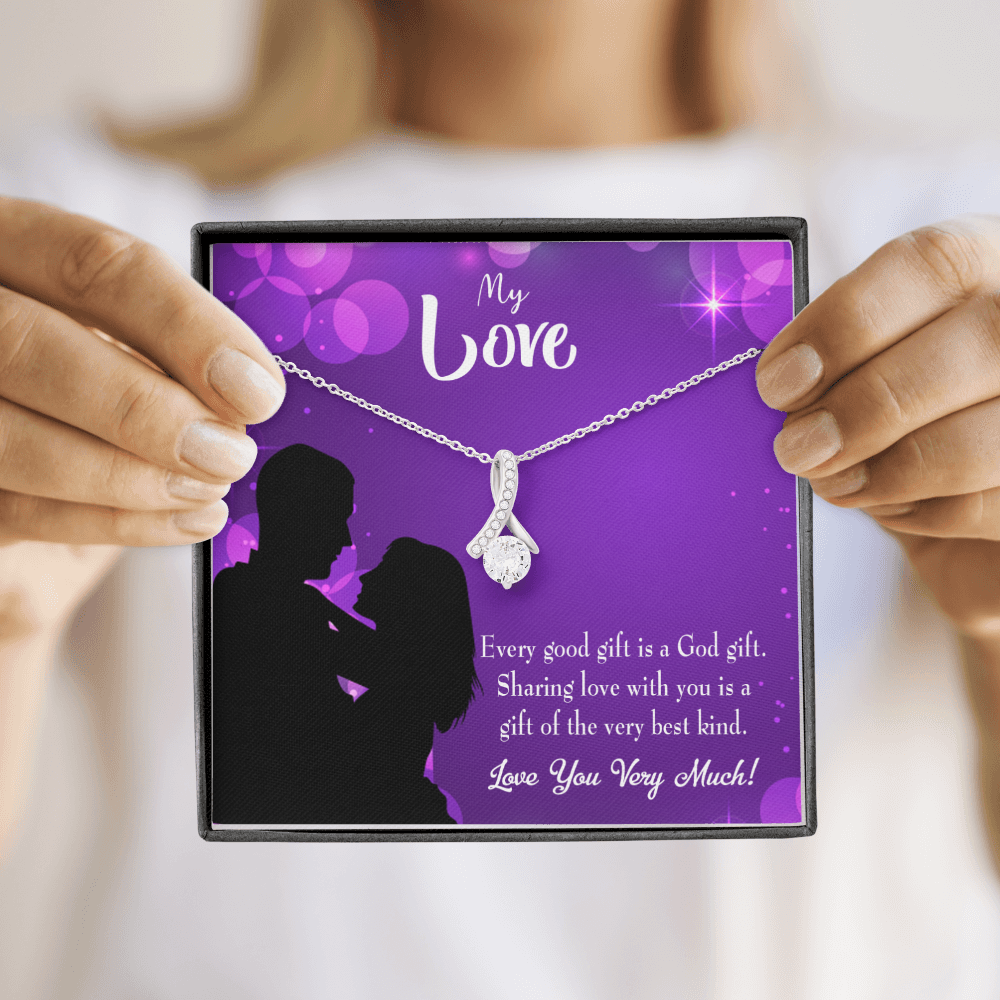 To My Girlfriend Good Gift Alluring Ribbon Necklace Message Card-Express Your Love Gifts