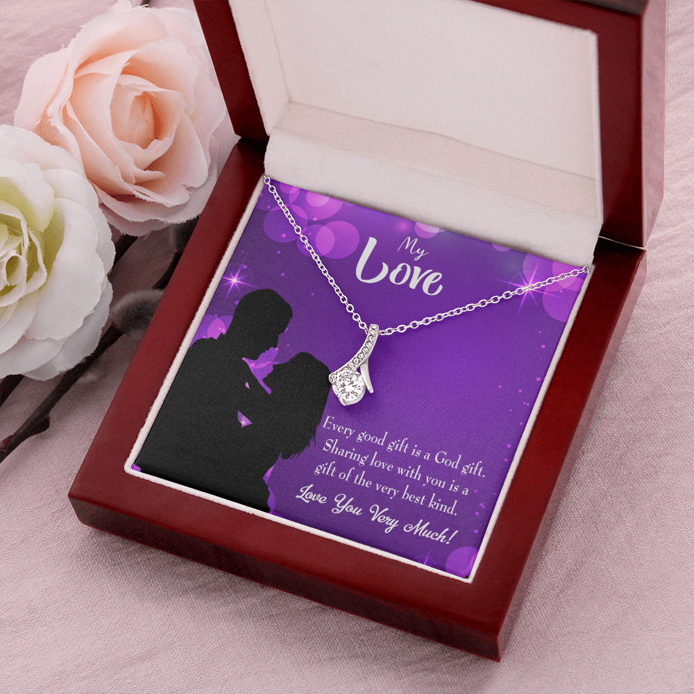 To My Girlfriend Good Gift Alluring Ribbon Necklace Message Card-Express Your Love Gifts