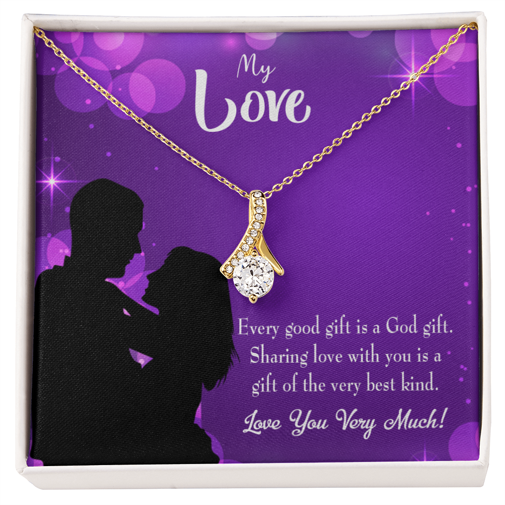 To My Girlfriend Good Gift Alluring Ribbon Necklace Message Card-Express Your Love Gifts