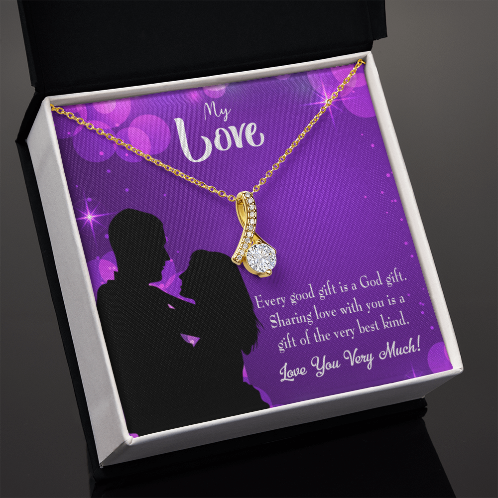 To My Girlfriend Good Gift Alluring Ribbon Necklace Message Card-Express Your Love Gifts