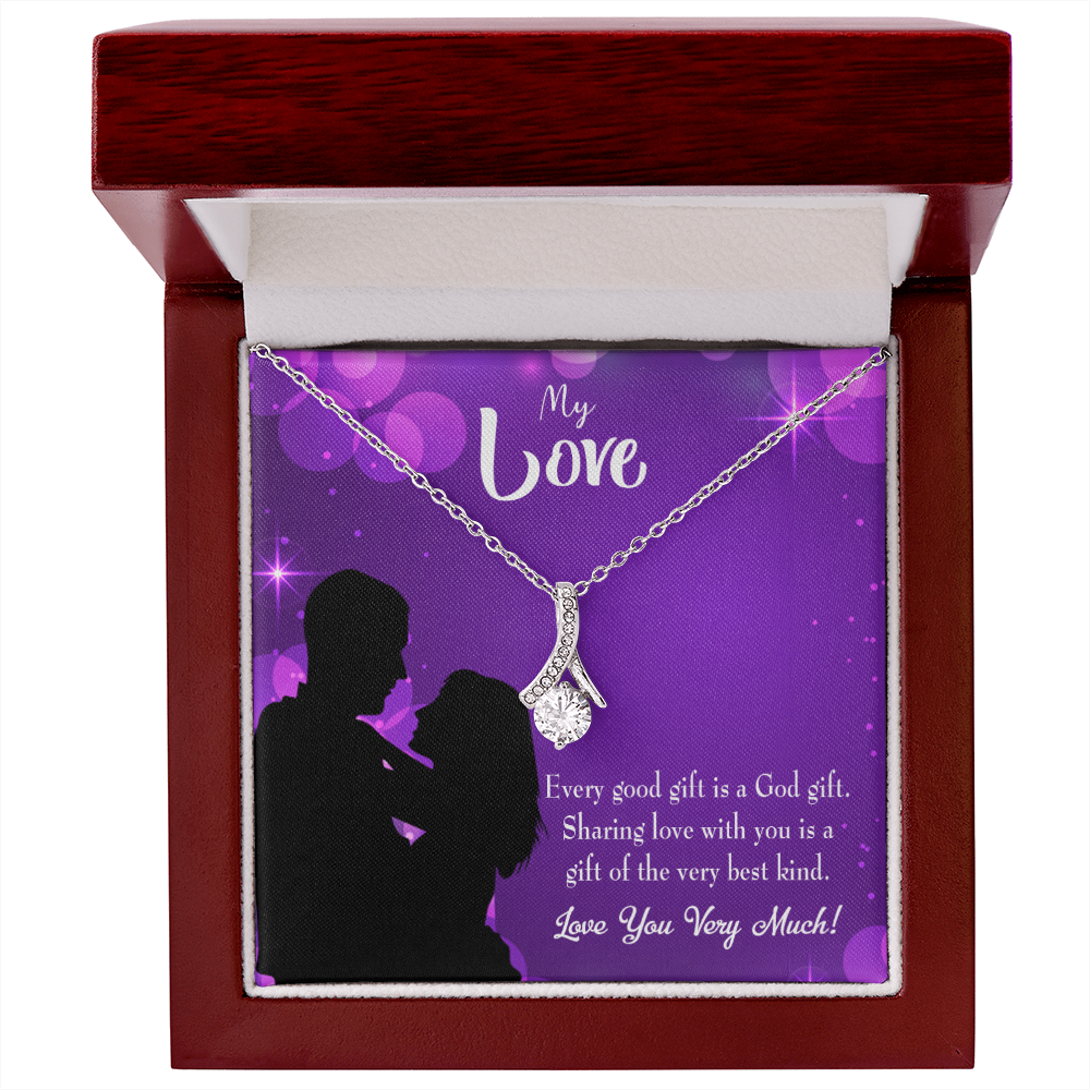 To My Girlfriend Good Gift Alluring Ribbon Necklace Message Card-Express Your Love Gifts