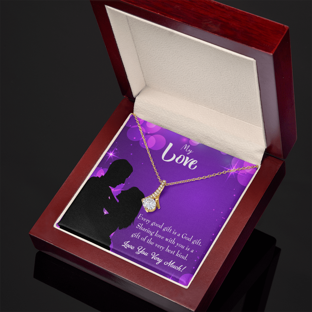 To My Girlfriend Good Gift Alluring Ribbon Necklace Message Card-Express Your Love Gifts