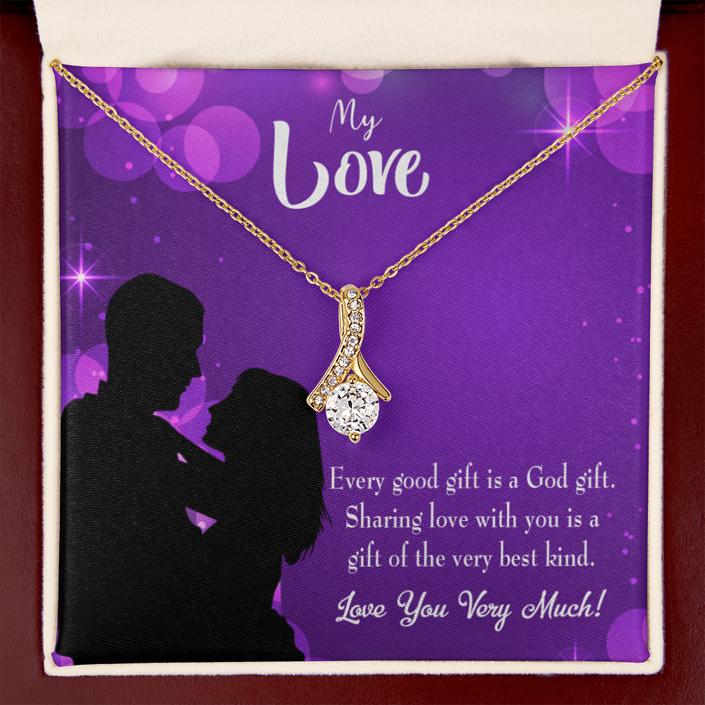 To My Girlfriend Good Gift Alluring Ribbon Necklace Message Card-Express Your Love Gifts