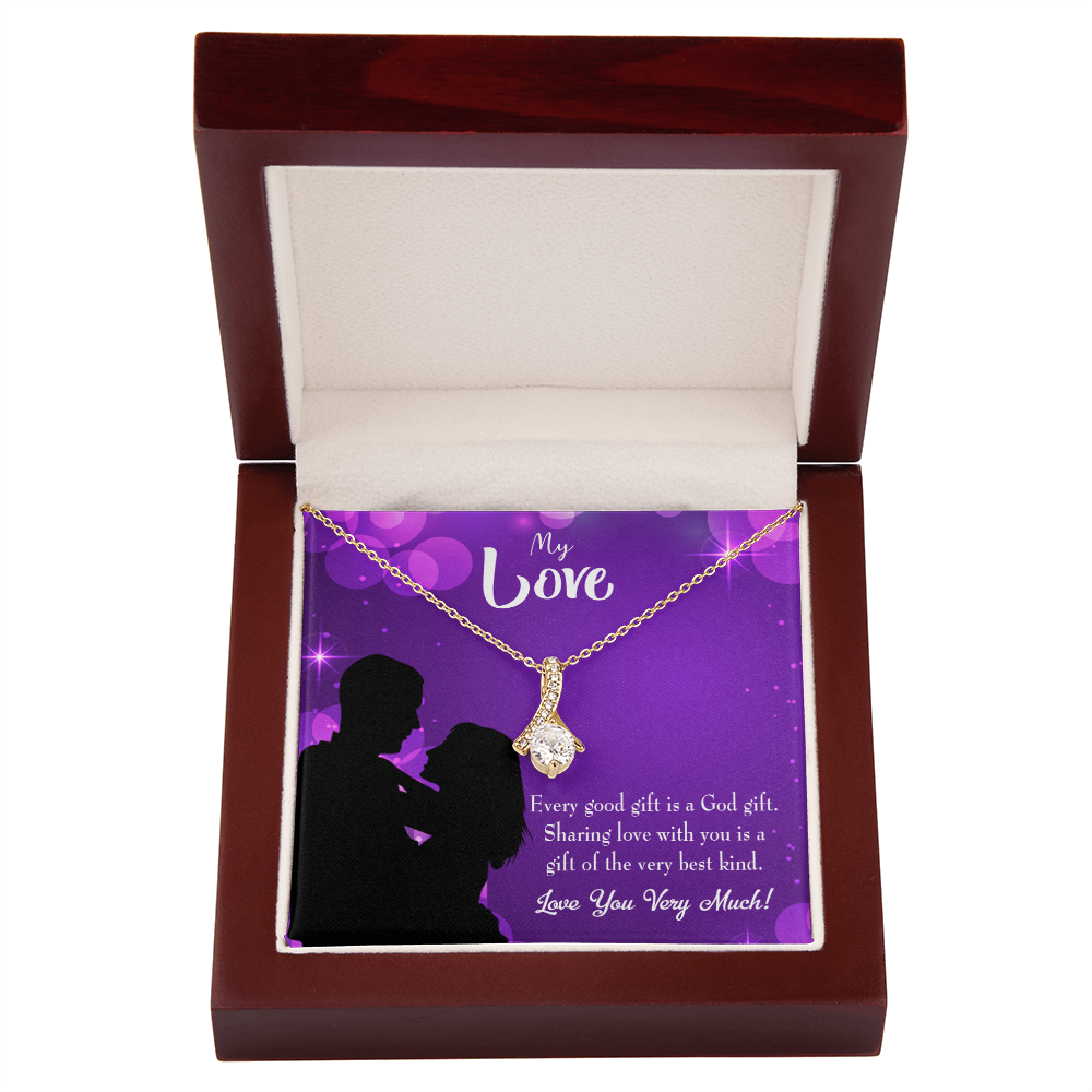 To My Girlfriend Good Gift Alluring Ribbon Necklace Message Card-Express Your Love Gifts