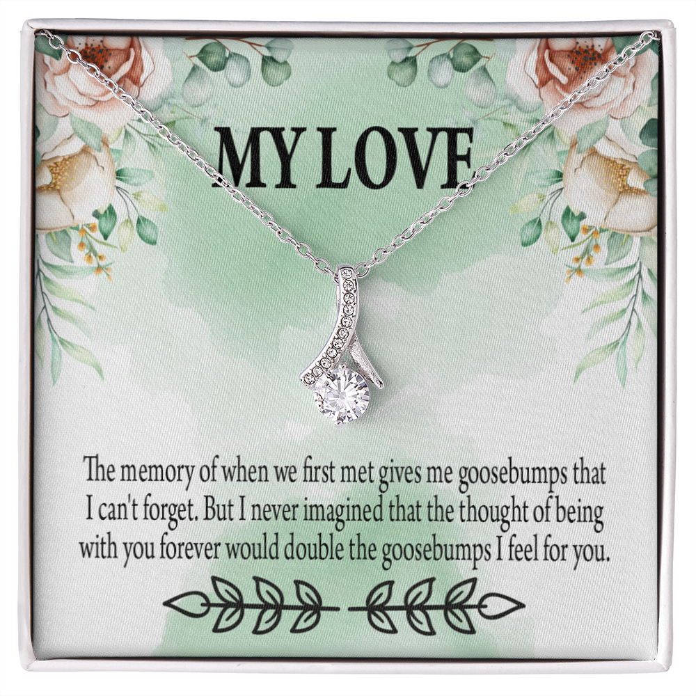 To My Girlfriend Goosebumps Forever Alluring Ribbon Necklace Message Card-Express Your Love Gifts
