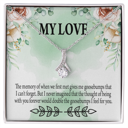 To My Girlfriend Goosebumps Forever Alluring Ribbon Necklace Message Card-Express Your Love Gifts