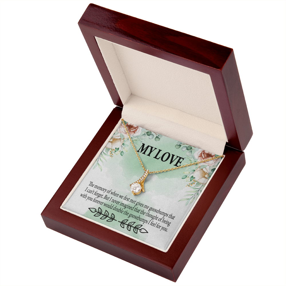 To My Girlfriend Goosebumps Forever Alluring Ribbon Necklace Message Card-Express Your Love Gifts