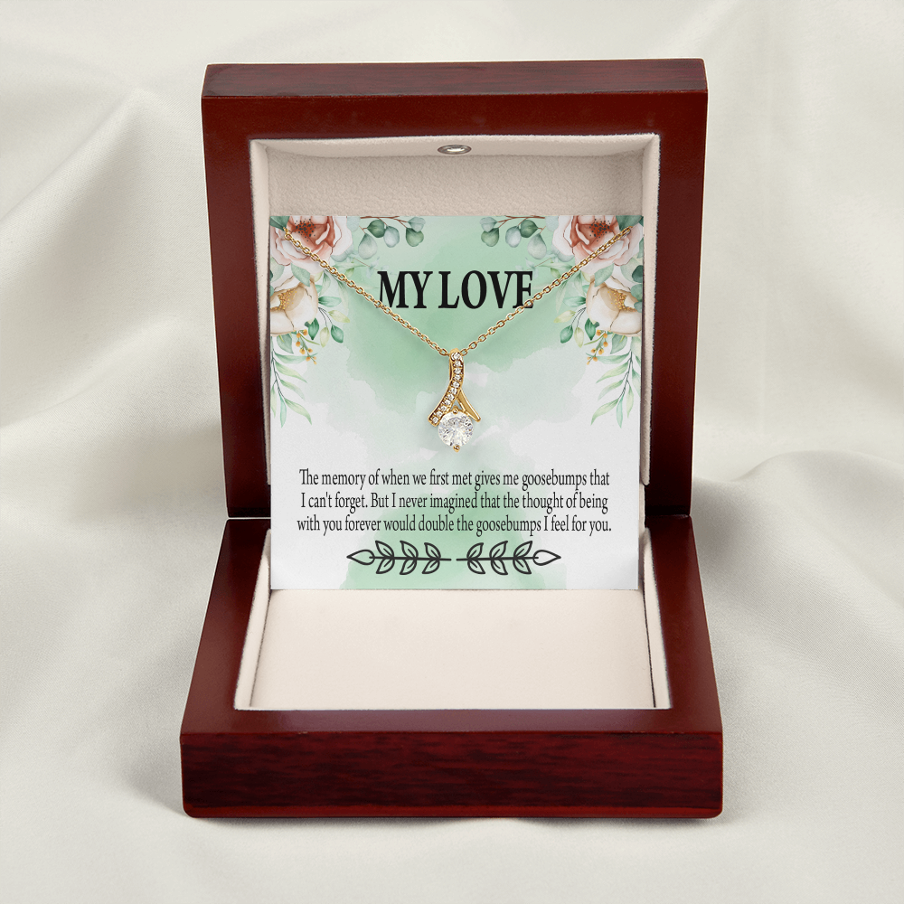 To My Girlfriend Goosebumps Forever Alluring Ribbon Necklace Message Card-Express Your Love Gifts