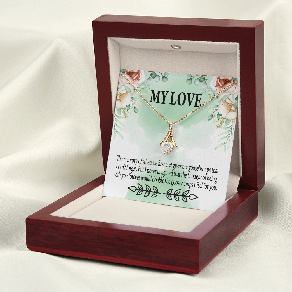 To My Girlfriend Goosebumps Forever Alluring Ribbon Necklace Message Card-Express Your Love Gifts