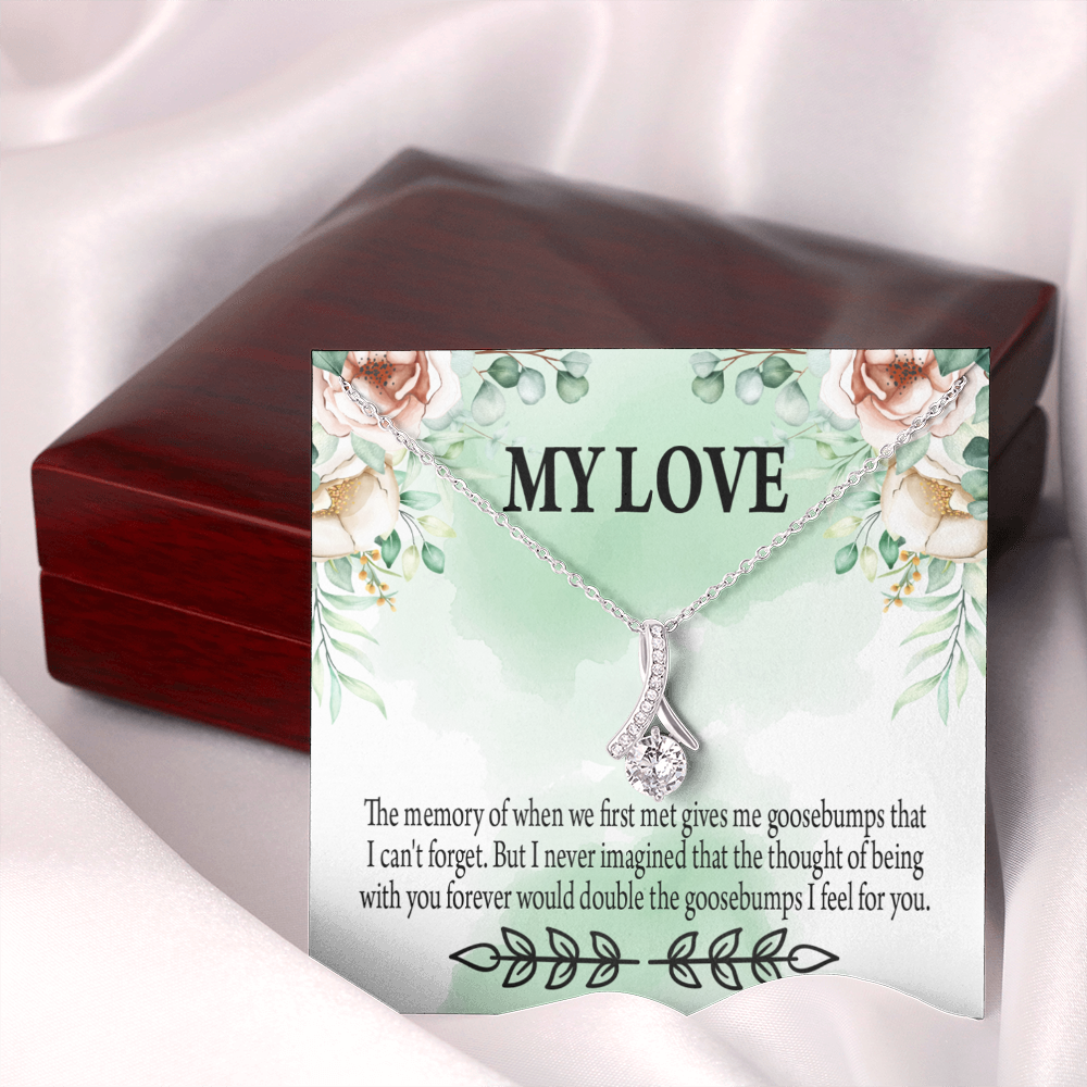To My Girlfriend Goosebumps Forever Alluring Ribbon Necklace Message Card-Express Your Love Gifts