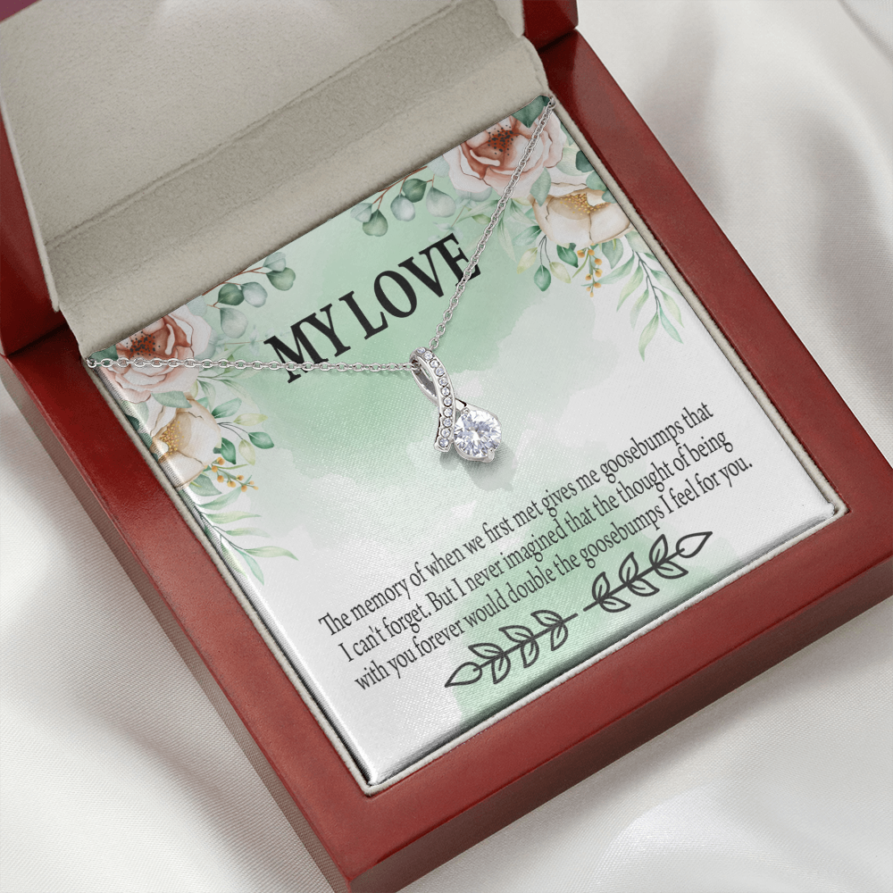 To My Girlfriend Goosebumps Forever Alluring Ribbon Necklace Message Card-Express Your Love Gifts