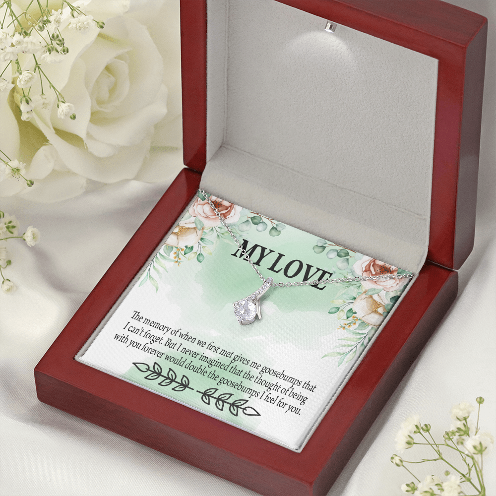 To My Girlfriend Goosebumps Forever Alluring Ribbon Necklace Message Card-Express Your Love Gifts