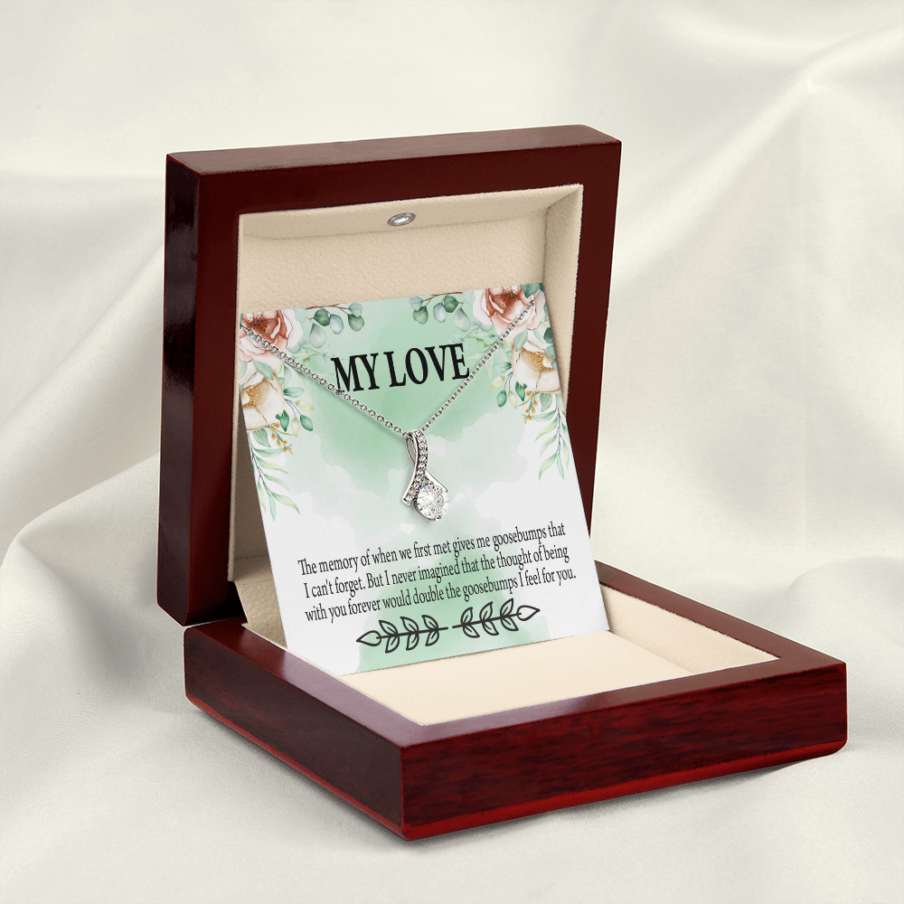 To My Girlfriend Goosebumps Forever Alluring Ribbon Necklace Message Card-Express Your Love Gifts
