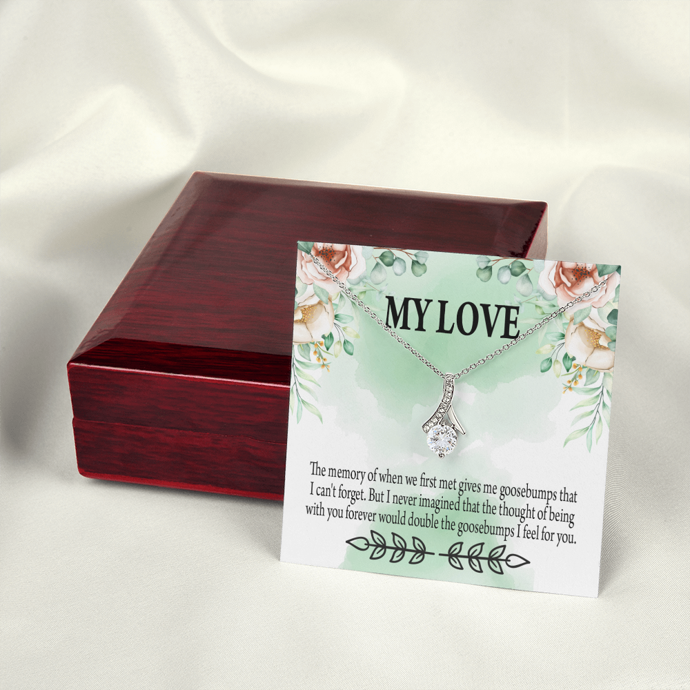 To My Girlfriend Goosebumps Forever Alluring Ribbon Necklace Message Card-Express Your Love Gifts