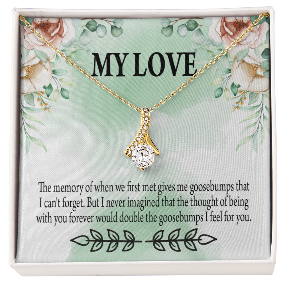 To My Girlfriend Goosebumps Forever Alluring Ribbon Necklace Message Card-Express Your Love Gifts