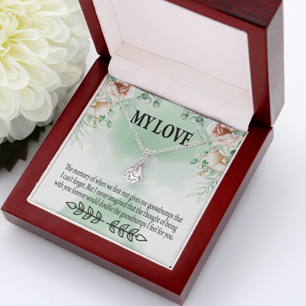 To My Girlfriend Goosebumps Forever Alluring Ribbon Necklace Message Card-Express Your Love Gifts