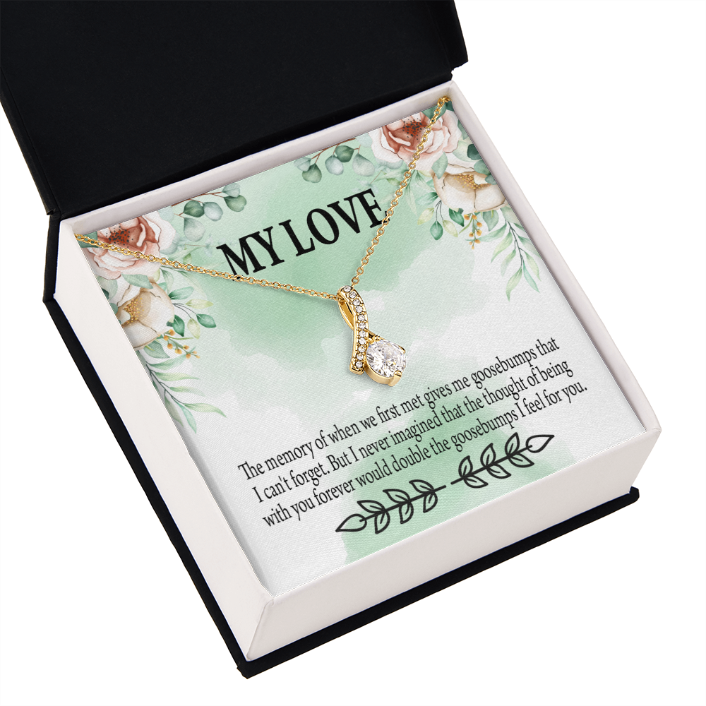 To My Girlfriend Goosebumps Forever Alluring Ribbon Necklace Message Card-Express Your Love Gifts